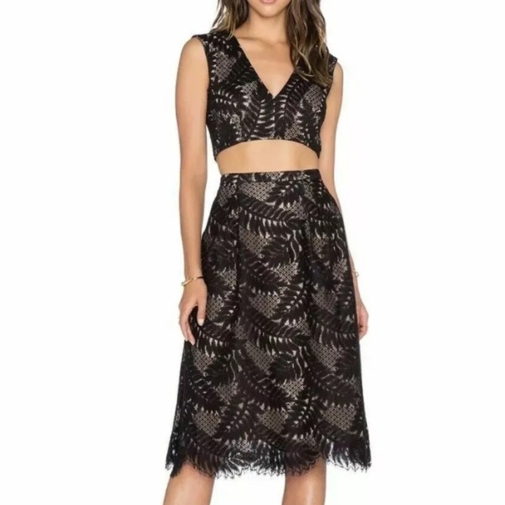 Bcbg black lace “tyrah” two piece dress